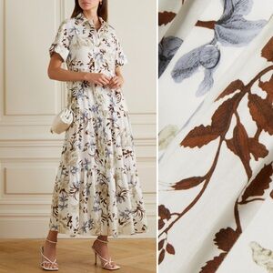 Erdem Helena Tiered Floral-print Cotton Midi
Dress